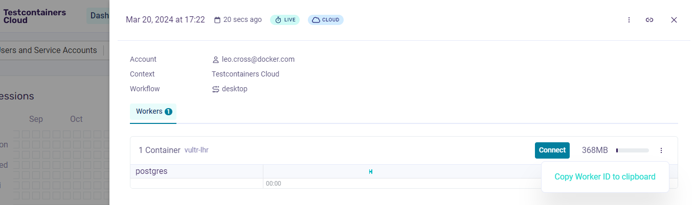 Testcontainers Cloud copy Worker ID